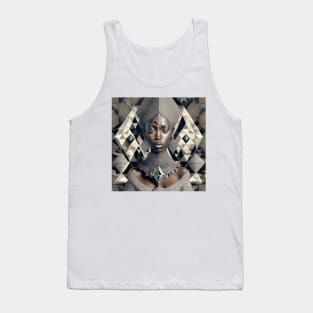 [AI Art] African Beauty with Diamonds, in the style of Escher Tank Top